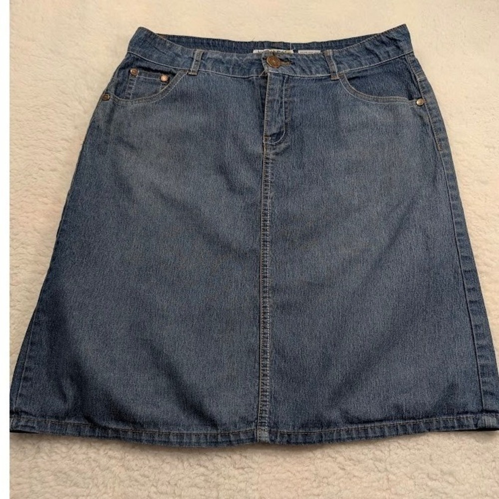 Lovesweet Denim Mini Skirt Womens size 11 Medium Wash 5 Pocket Casual Jean Skirt